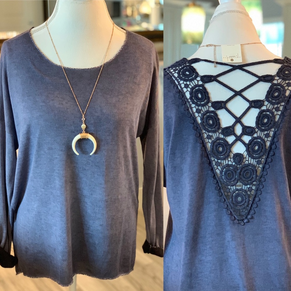 Tempo Paris Ombré W/ Crochet Detail Back Top SM
